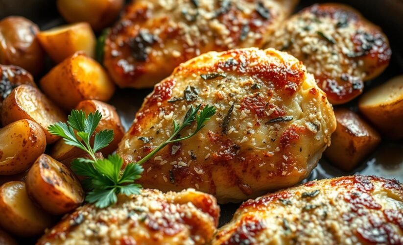 Quick Garlic Parmesan Chicken and Potatoes – A Delicious Homemade Recipe