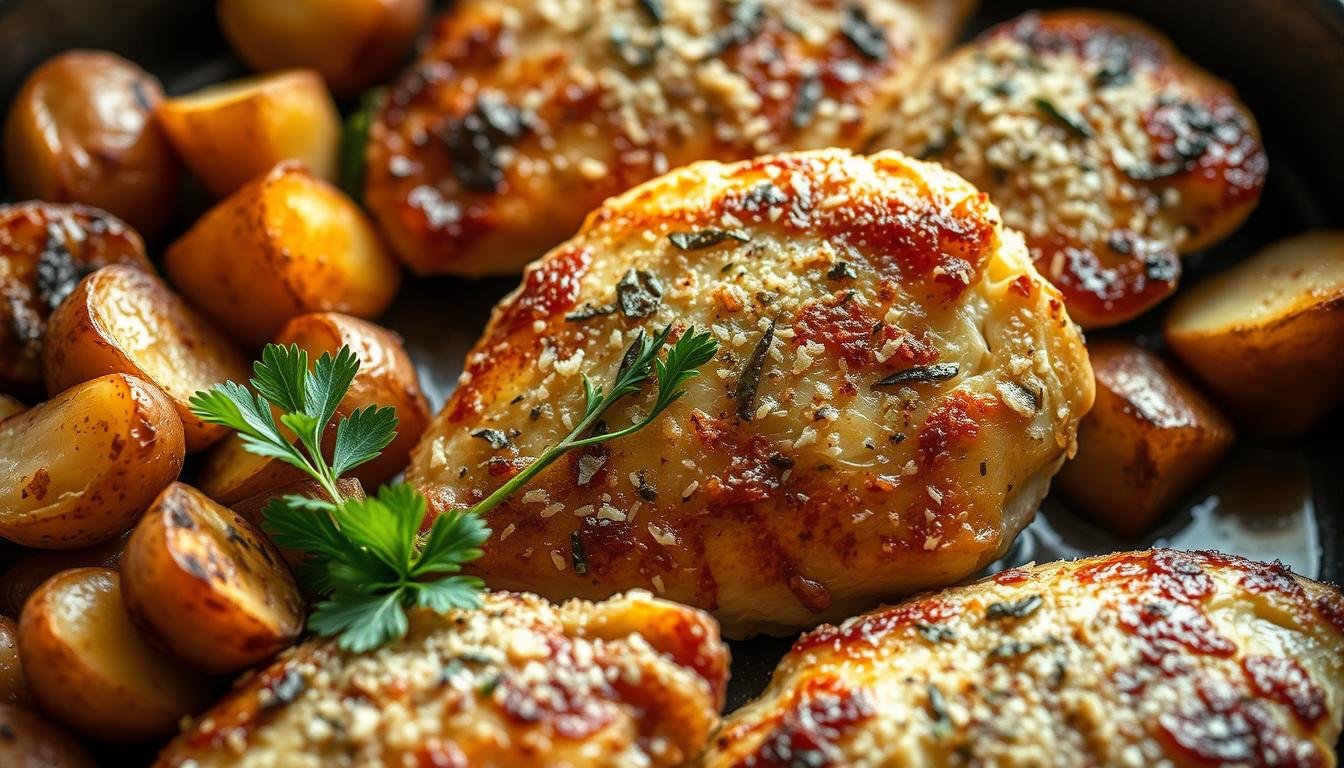 Quick Garlic Parmesan Chicken and Potatoes – A Delicious Homemade Recipe