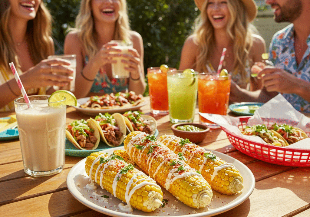 Street corn served at festive gathering