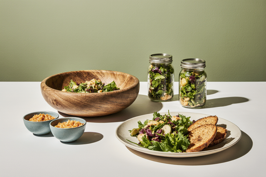 Beautifully presented simple green salad options