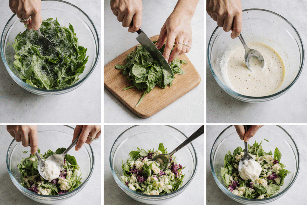Step-by-step simple green salad preparation