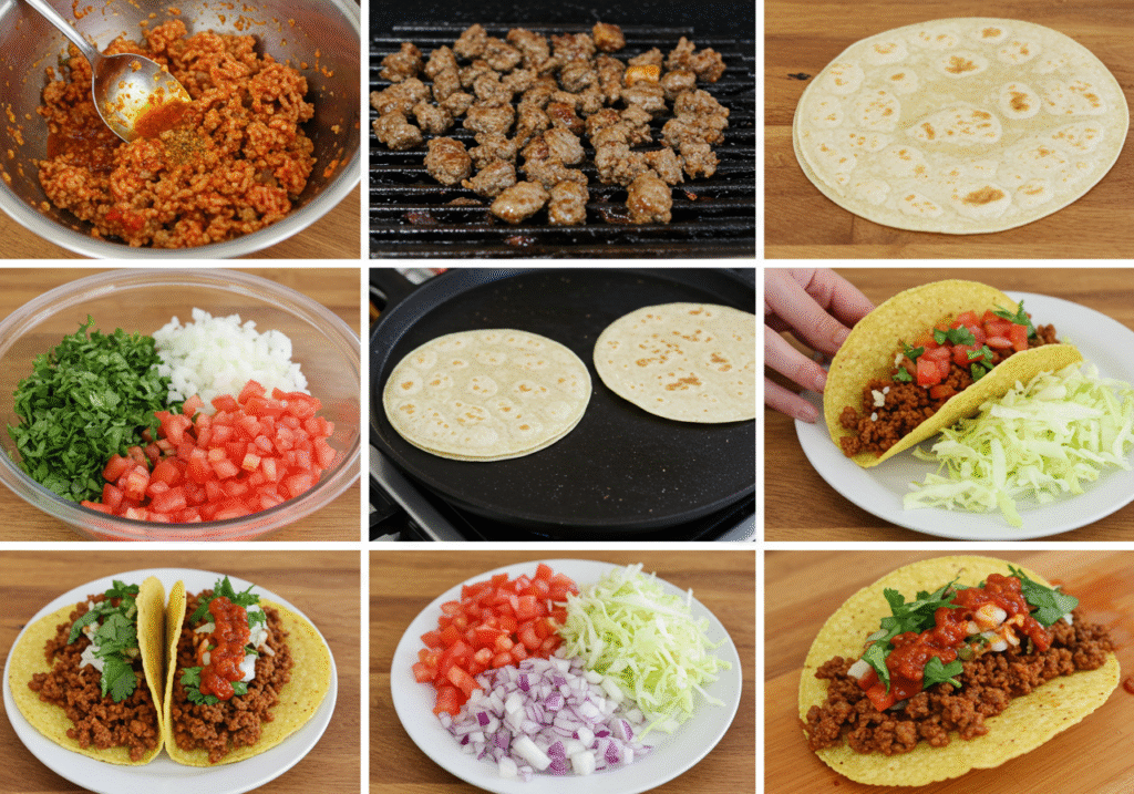 Step-by-step carne asada taco preparation